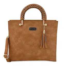 Bellissa Tan Textured Handheld Bag-image-4