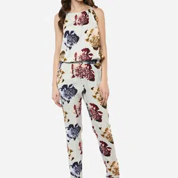 Porsorte Women Sea Green & Maroon Floral Printed Basic Jumpsuit-image-12