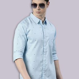 Joven Micro Ditsy Printed Spread Collar Long Sleeves Cotton Casual Shirt-image-91