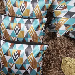 HOUZZCODE Multicoloured Set of 5 Geometric Square Cushion Covers-36