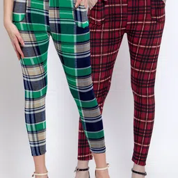 KLOTTHE Women Pack Of 2 Multicoloured Checked Skinny-Fit Treggings-picture-20