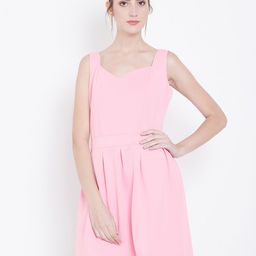 DODO & MOA Women Pink Solid Fit and Flare Dress-15