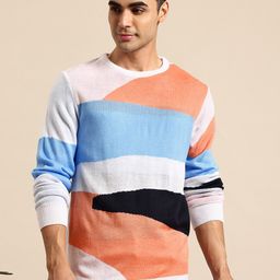 Mast & Harbour Colourblocked Longline Pure Acrylic Pullover-image-89