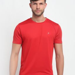 PERFKT-U Men Red Solid Round Neck Training T-shirt-image-78