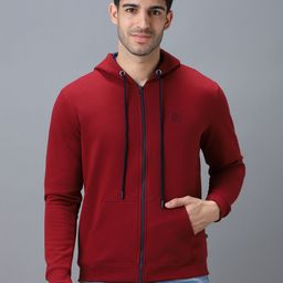 Urbano Fashion Men Cotton Zippered Hooded Sweatshirt-image-92
