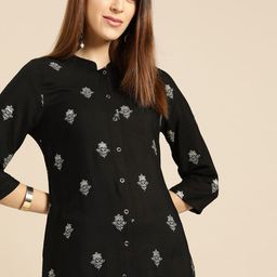 Anouk Women Black Ethnic Motifs Foil Printed Kurta-picture-45