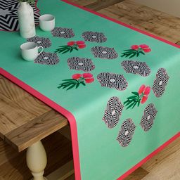 SEJ by Nisha Gupta Green Printed Rectangular 13" x 48" Cotton Table Runner-22