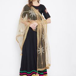 Clora Creation Gold-Toned & Silver-Toned Embroidered Dupatta-57
