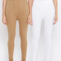Tulsattva Women Pack Of 2 Solid Churidar-Length Leggings-image-93