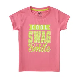 Cub McPaws Girls Pink Printed Round Neck Cotton T-Shirt-image-78