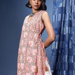 Taavi Floral Printed Pure Cotton Sanganeri Folk Angrakha Kurta-picture-25