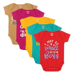 Kiddeo Infants Pack of 5 Printed Pure Cotton Bodysuits-42