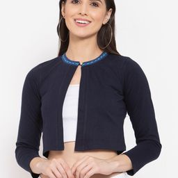 Style Quotient Women Navy Blue Crop Shrug-53