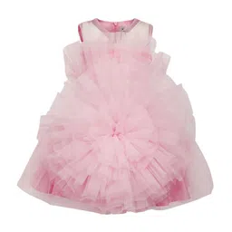 A Little Fable Girls Pink Solid Fit and Flare Dress-image-89
