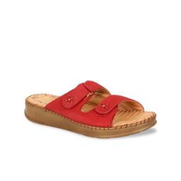Scholl Women Red Leather Open Toe Flats-28