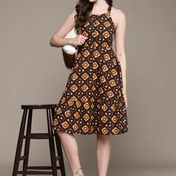 Roadster Tie & Dye Print Fit & Flare Dress-image-59
