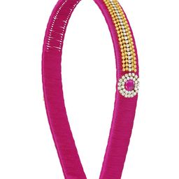 AKSHARA Girls Pink Handcrafted Embellished Hairband with Silk Thread-image-36