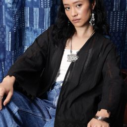 Taavi Pure Cotton Woven Legacy Open Front Shrug-56