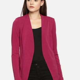 BCBGeneration Women Magenta Solid Open Front Shrug-8