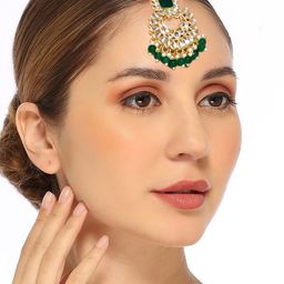 OOMPH Kundan Studded Maang Tikka Head Jewellery-picture-20