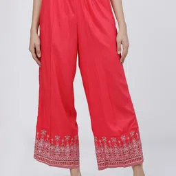 Vishudh Women Pink & Maroon Ethnic Motifs Hem Design Ethnic Palazzos-image-22