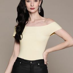 Label Ritu Kumar Women Solid Off-Shoulder Bodysuit-53