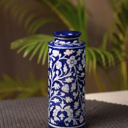 Unravel India White & Blue Pottery Art Jaipur Ceramic Decorative Vase-image-39