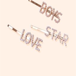 AQUASTREET Women Gold & White Set of 3 Beaded Bobby Pins-33