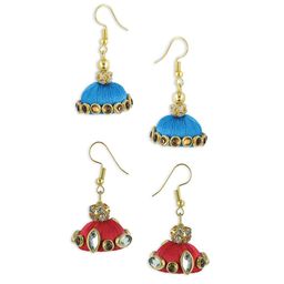 AKSHARA Blue Contemporary Jhumkas Earrings-31