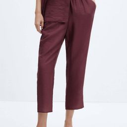 MANGO Women Satin Finish Pleated Trousers-image-28