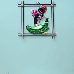 Golden Peacock Multicoloured Handcrafted Musician Wrought Iron Wall Hanging Frame-19