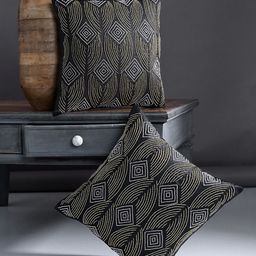Alina decor Black & Gold-Toned Set of 2 Solid Square Cushion Covers-picture-28