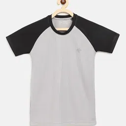 CHIMPRALA Girls Grey & Black Solid Round Neck T-shirt-image-94