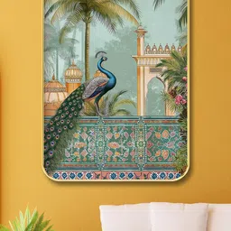 SAF Green & Blue Peacock Printed Wooden Wall Art-picture-37
