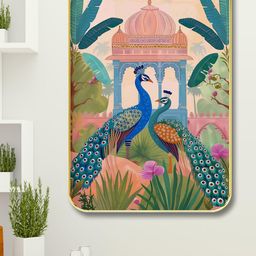 SAF Green & Blue Peacock Printed Wooden Wall Art-picture-8