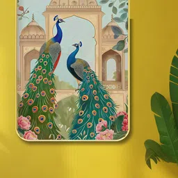 SAF Green & Blue Peacock Printed Wooden Wall Art-image-79