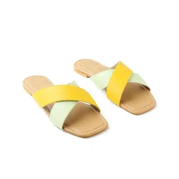 CHAAL CHALAN Women Colourblocked Open Toe Flats-picture-2