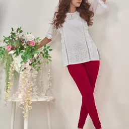 LYRA Women Maroon Solid Churidar Length Leggings-picture-49