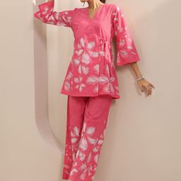 Libas Printed V Neck Tunic With Palazzo Co-Ords-image-87