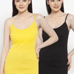 Friskers Women Pack Of 2 Solid Long Camisoles-picture-8