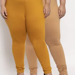 TAG 7 PLUS Women Pack Of 2 Solid Plus Size Ankle-Length Leggings-image-75