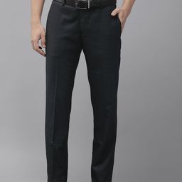 Arrow Men Checked Tailored Regular Fit Mid-Rise Plain Woven Flat-Front Formal Trousers-picture-2
