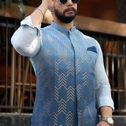 KISAH Embroidered Mandarin Collar Nehru Jackets-image-60