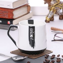 JCPL White & Black Printed Porcelain Big Milk Mug 350 ml-35