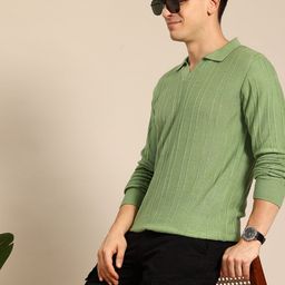Mast & Harbour Polo Collar Open-Knits Pullover-image-46
