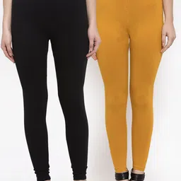 TAG 7 Pack Of 2 Solid Churidar-Length Leggings-image-35