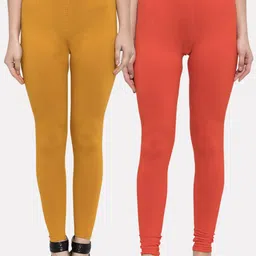 TAG 7 Women Pack Of 2 Solid Churidhar Length Leggings-image-36