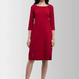 FableStreet Women Maroon Solid Sheath Dress-picture-12