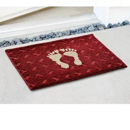 Saral Home Maroon & Off White 2 Pieces Printed Cotton Anti Slip Doormats-image-92