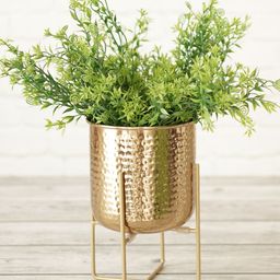 BEHOMA Gold Hammered Metal Planter With Stand-29